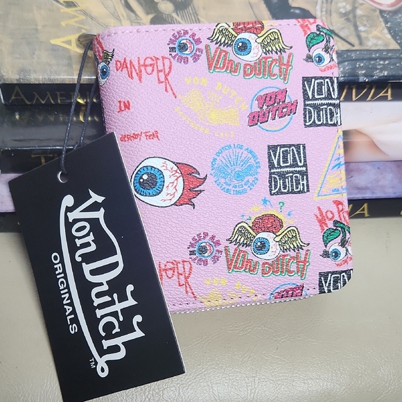 Von Dutch Handbags - Y2K Von Dutch Jax Print bifold Zip Up wallet